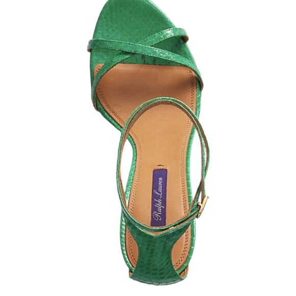 Ralph Lauren Collection Ardelisa Ayers Snakeskin Sandal Sz 39 green - Picture 4 of 12